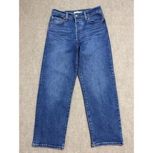 Levi's‎ Ribcage Straight Ankle Jeans Womens 29 Super High Rise Whiskers Faded